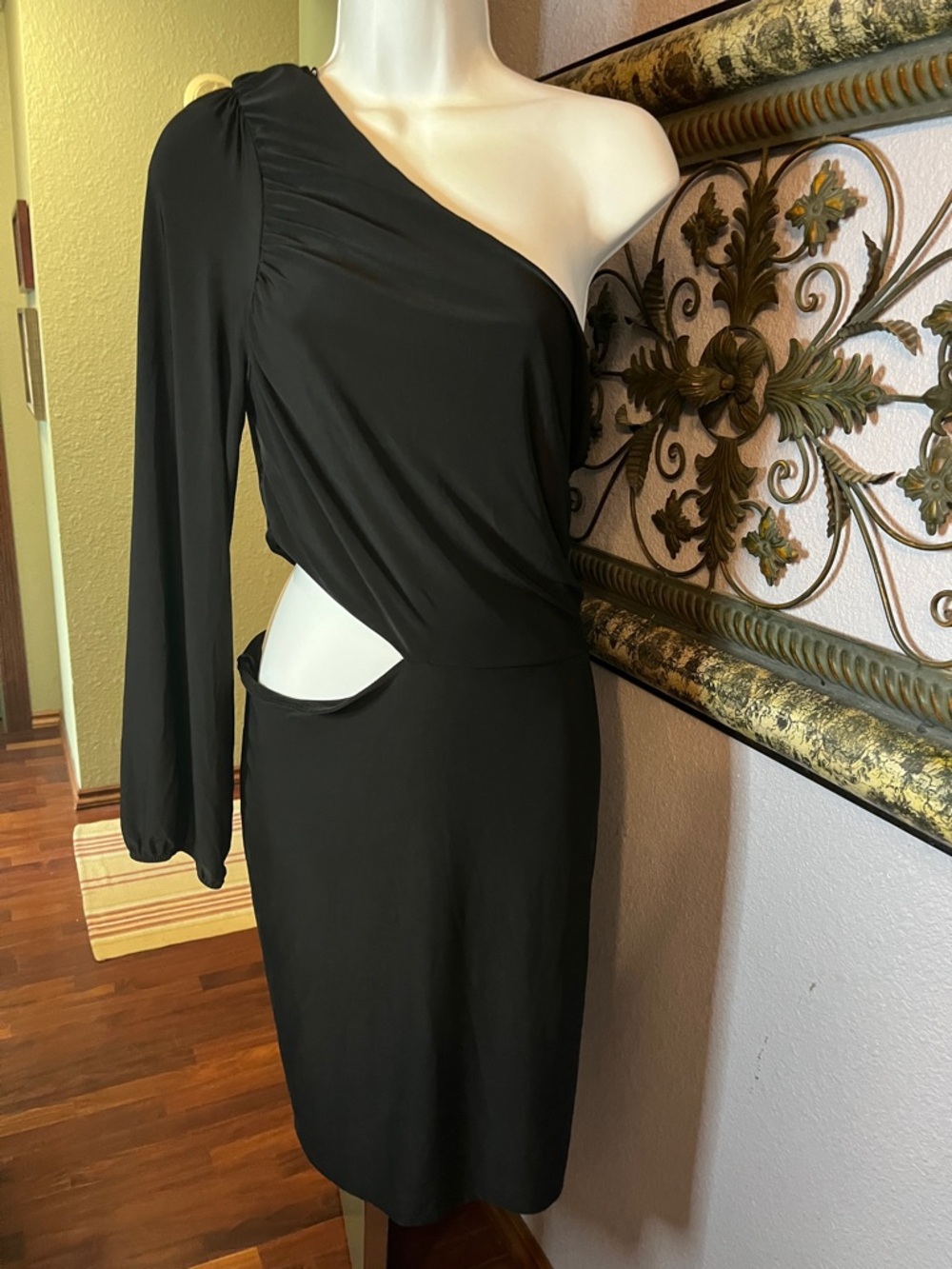 One-ShoulderNWT 21 Saints  Black Cutout Dress with Draped Bodice Sz XL